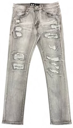 Men's Gray Wash Flex Skinny Fit Denim